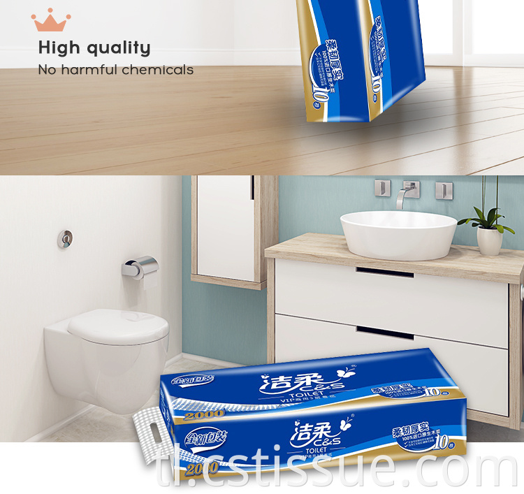 Pabrika ng pakyawan na birhen na kahoy na pulp mahina ang banyo na tisyu 3 ply paper toilet tissue